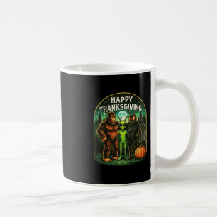 Happy Thanksgiving Shirt Men Bigfoot Alien Mothman Coffee Mug