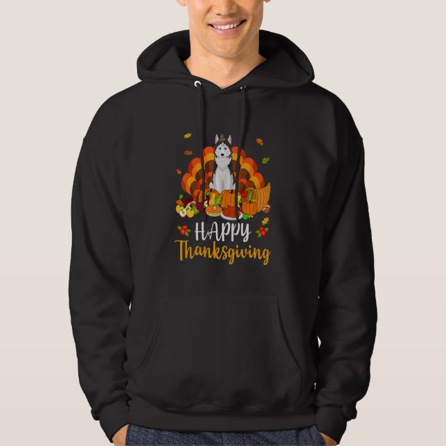 Happy Thanksgiving Siberian Husky Dog Turkey Pet   Hoodie (Front)