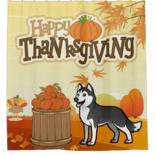 Happy Thanksgiving Siberian Husky Shower Curtain
