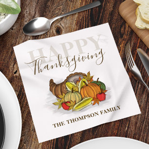 Happy Thanksgiving Simple Autumn Harvest Custom Napkin