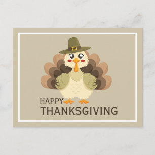 Happy Thanksgiving Simple Cute Funny Turkey Postcard