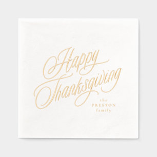 Happy Thanksgiving simple elegant script Foil Napkins