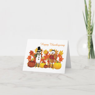 Happy Thanksgiving Snowmen Holiday Card