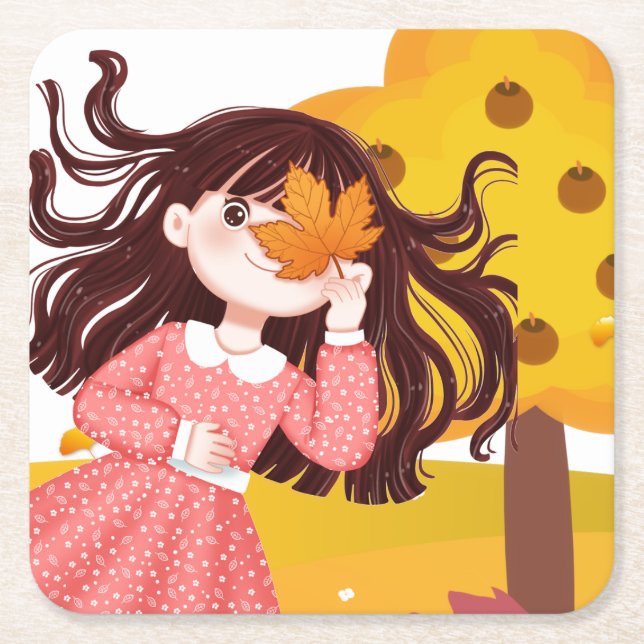 Happy Thanksgiving      Square Paper Coaster (Front)