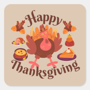 Happy Thanksgiving Square Sticker