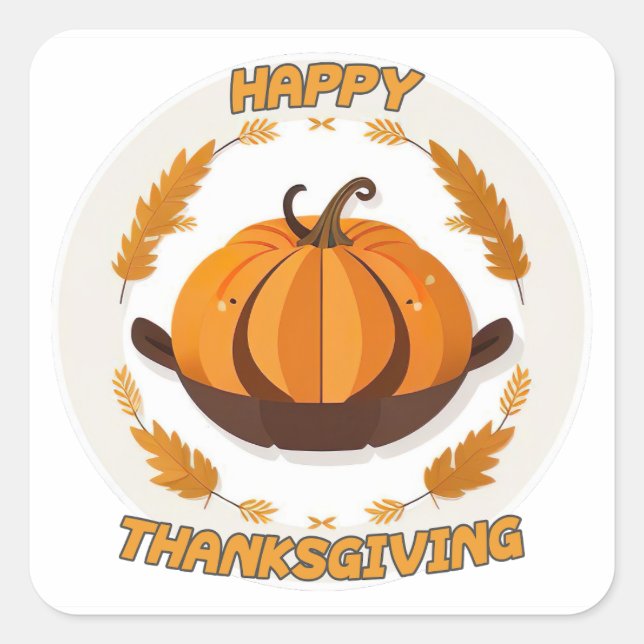 happy thanksgiving square sticker (Front)