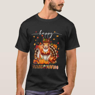 Happy Thanksgiving Squirrel Costume Turkey Fall Le T-Shirt
