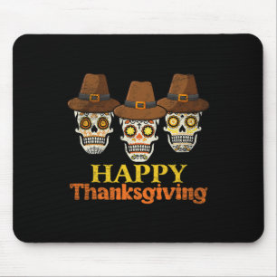 Happy Thanksgiving Sugar Skull Fall Halloween Cost Mouse Mat