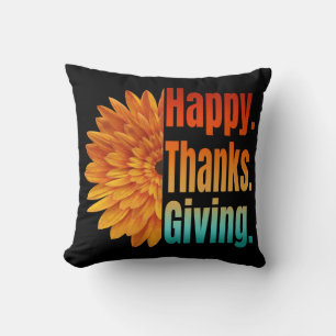 Happy Thanksgiving Sunflower Floral Fall Season Cushion