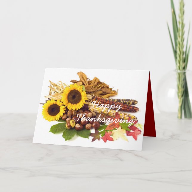Happy Thanksgiving Sunflowers Holiday Card (Front)