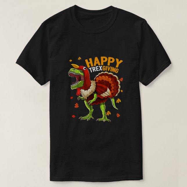 Happy Thanksgiving T Rex Dinosaur Turkey Costume B T-Shirt (Design Front)