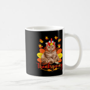 Happy Thanksgiving Tee Cat Turkey Christmas Day Te Coffee Mug