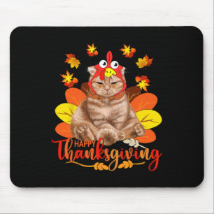 Happy Thanksgiving Tee Cat Turkey Christmas Day Te Mouse Mat