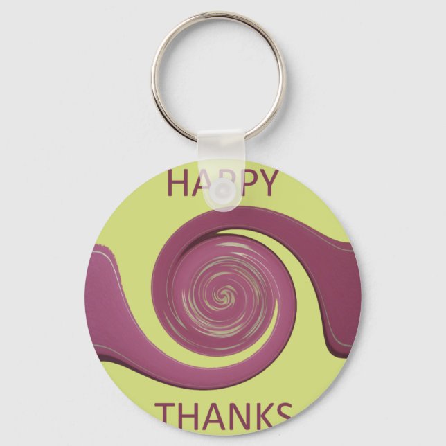 Happy Thanksgiving Text Art Design.  Key Ring (Front)