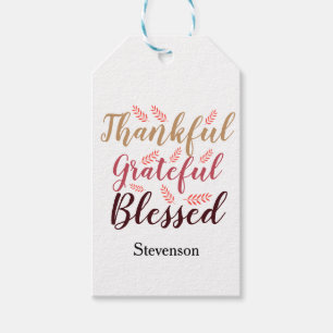happy Thanksgiving Thankful, Grateful, Blessed  Gift Tags
