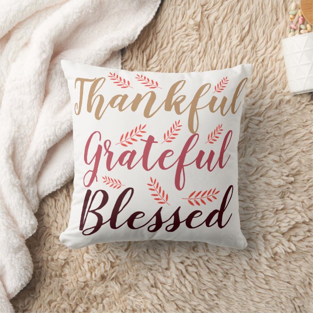 happy Thanksgiving Thankful, Grateful, Blessed T-S Cushion (Blanket)