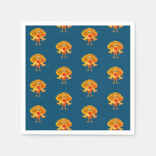 happy thanksgiving , thanksgiving turkey, napkin (Front)