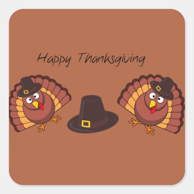 Happy Thanksgiving themed Square Sticker (Front)
