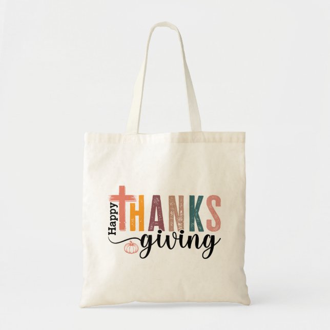 Happy Thanksgiving Tote Bag (Front)