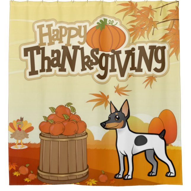 Happy Thanksgiving Toy Fox Terrier Shower Curtain (Front)