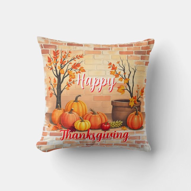 Happy Thanksgiving Trendy Beautiful Fall Cushion (Front)