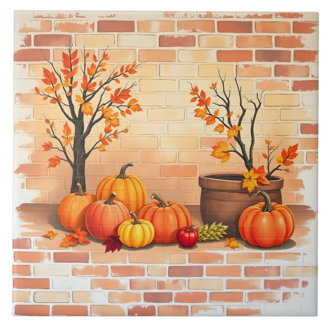 Happy Thanksgiving Trendy Beautiful Fall Tile (Front)