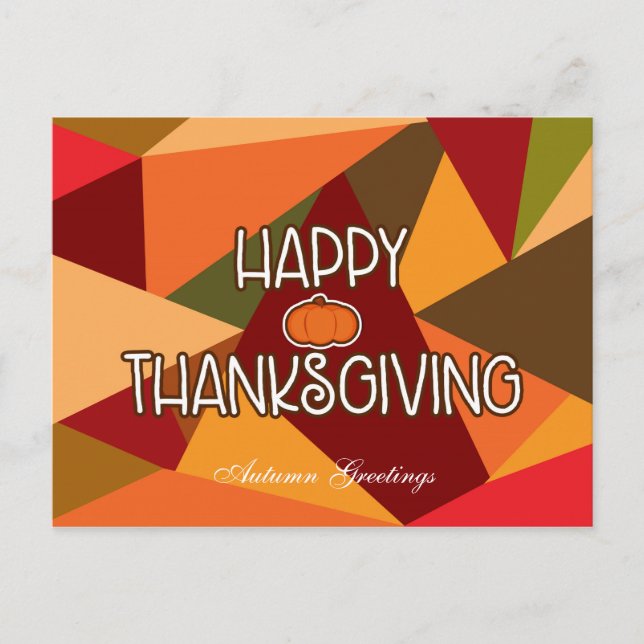 HAPPY THANKSGIVING Triangles Autumn Fall Postcard (Front)