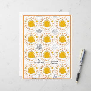 Happy Thanksgiving Turkey 2 Pies Tags Paper Sheet