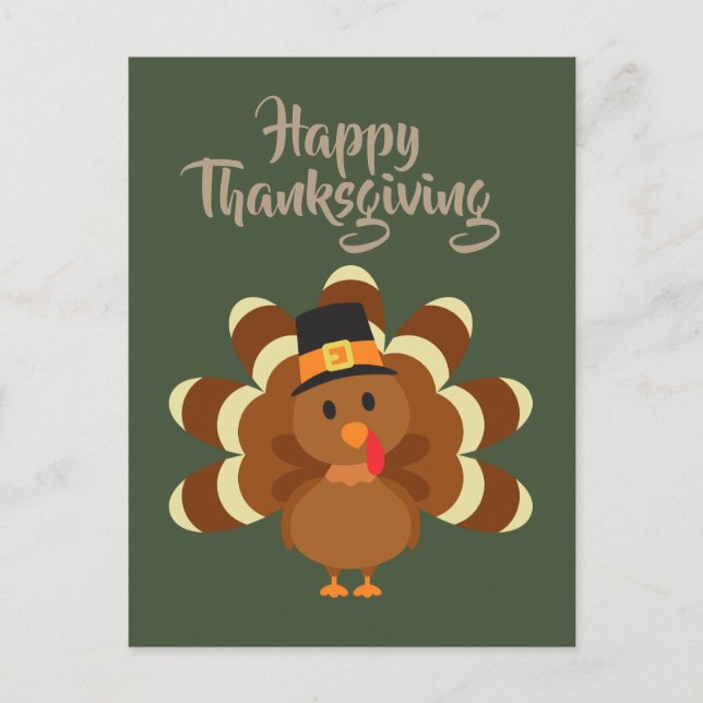 Happy Thanksgiving turkey add greeting postcard (Front)
