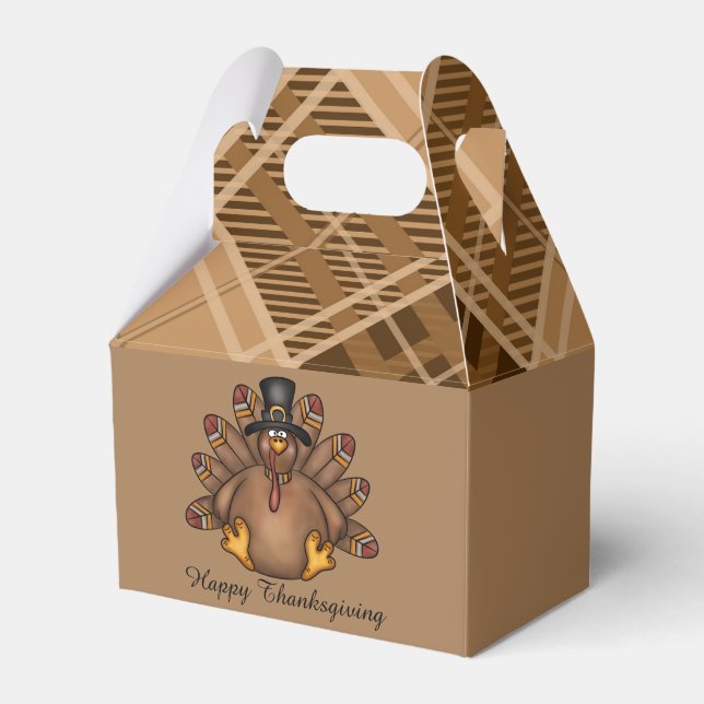 Happy Thanksgiving turkey add name message Favour Box (Front Side)