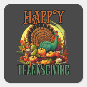 Happy Thanksgiving! Turkey, american holiday Square Sticker