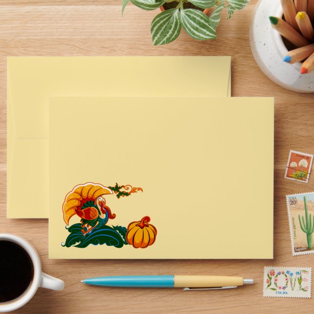 Happy Thanksgiving. Turkey and Pumpkin  Envelope (Desk)