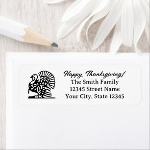 Happy Thanksgiving turkey bird logo custom address