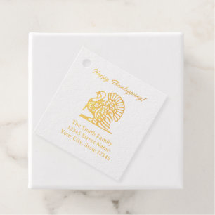 Happy Thanksgiving turkey bird logo custom address Favour Tags