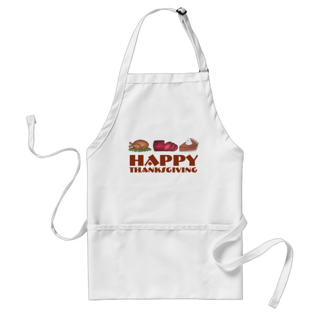 Happy Thanksgiving Turkey Cranberry Pumpkin Pie Standard Apron (Front)