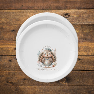 Happy Thanksgiving Turkey Custom Text Paper Plate