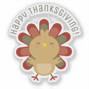 Happy Thanksgiving Turkey Cute Cartoon Gobble