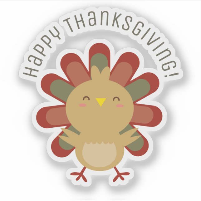 Happy Thanksgiving Turkey Cute Cartoon Gobble (Front)