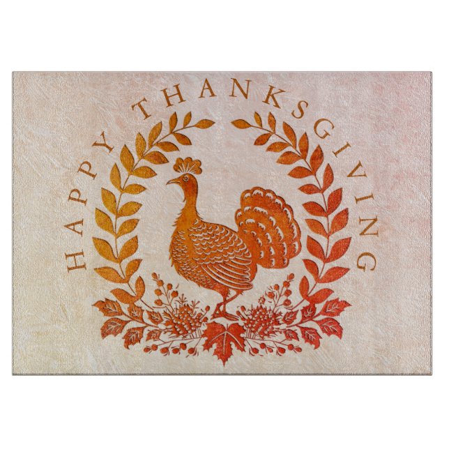 Happy Thanksgiving Turkey Cutting Board (Front)