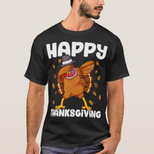 Happy Thanksgiving Turkey Dabbing Funny Pilgrim Bo T-Shirt