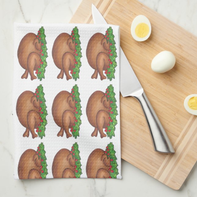 Happy Thanksgiving Turkey Day Dinner Platter Tea Towel (Quarter Fold)