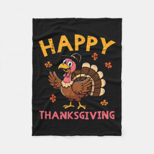 Happy Thanksgiving Turkey Day Fall Men Women Boys  Fleece Blanket