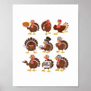 Happy Thanksgiving Turkey Day Girls Boys Kids Todd Poster