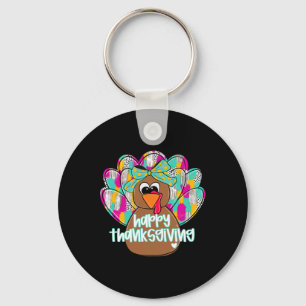 Happy Thanksgiving Turkey Day Thanks Give Girl Wom Key Ring
