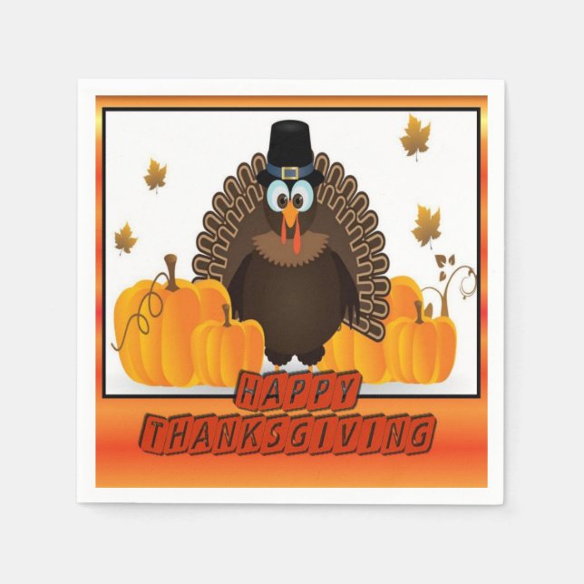 Happy Thanksgiving Turkey Dinner Napkins (Front)