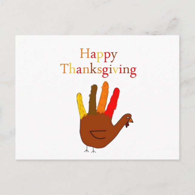 Happy Thanksgiving Turkey Drawing Holiday Postcard (Front)