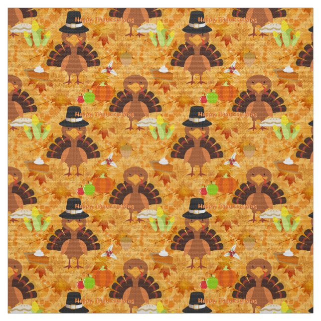 happy thanksgiving turkey fabric (Swatch)