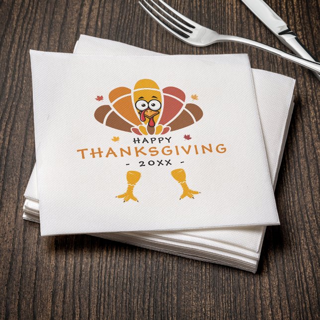 Happy Thanksgiving Turkey Fall Friendsgiving Party Napkin (Happy Thanksgiving Turkey Fall Friendsgiving Party Napkins
)