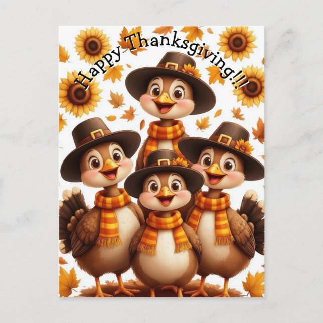 Happy Thanksgiving Turkey Family Card (Front)