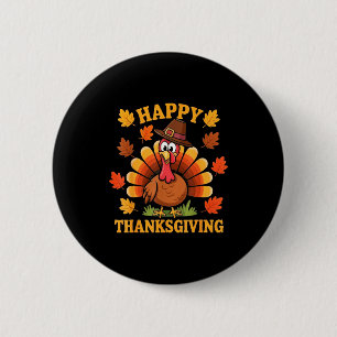 Happy Thanksgiving Turkey Family Dinner Thanksgivi 6 Cm Round Badge